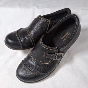 Clarks Collection Ashland Indigo Womens Shoe 7.5M Black Leather Loafer #26101710